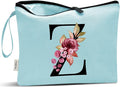 Vavabox A-Z Personalized Makeup Bag, Birthday Gifts for Women Mom, Gifts for Best Friend, Bride Bridesmaid Cosmetic bag (Z, Green)