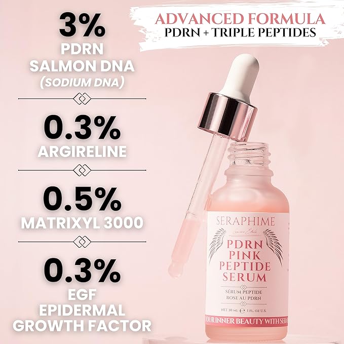 PDRN Pink Peptide Serum with Salmon DNA, EGF, Argireline & Matrixyl 3000 – Pink PDRN Serum Skin Care for Glowing Skin – Anti-Aging, Hydrating, Brightening Skincare with Argireline Peptide Matrixyl
