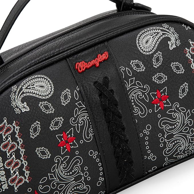 Montana West Wrangler Makeup Bag for Women Small Cosmetic Toiletry Bags Western Paisley Make Up Pouch Durable Cute Travel Purse, Black