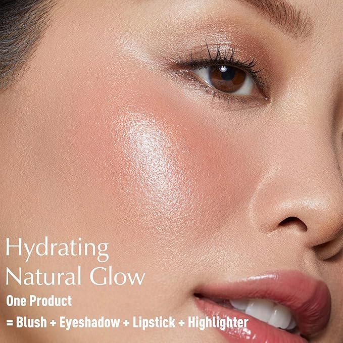 Nude Wheat Blush Stick, Glowing Cream Blush Makeup Multi-Use for Cheeks Lips Body, Hydrating Natural Lightweight Iluminadores De Maquillaje Buildable Watercolor Face Balm Highlighter Stick