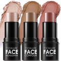 FOCALLURE 3 Pcs Cream Contour Sticks,Shades with Highlighter & Bronzer & Blush,Non-greasy Long-wear Face Contouring Pen,Easy to Sculpt the Face and Create a Lightweight Finishing Makeup,MEDIUM