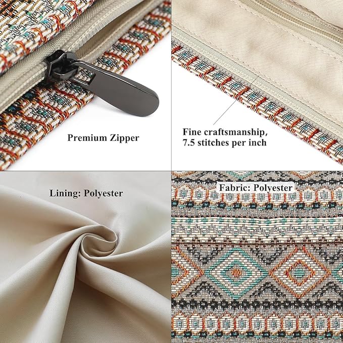 Stylish Jacquard Makeup Bag - Large Capacity Cosmetic Pouch & Travel Toiletry Organizer with Zipper, Perfect for Daily Use & Gifts