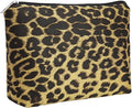 Makeup Bag For Women - Soft and Warm Material Cosmetic Bags Leopard Print Design Ladies Tote Bag,Women's Pencil Case Makeup Organizer with Zipper (Yellow)