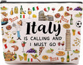 Italy Travel Gift Makeup Bag, Italy Lover Themed Gifts for Traveller Women Friends, Italian Travel Trip Essentials Souvenir, Italian Trip Gifts for Women Party Favors