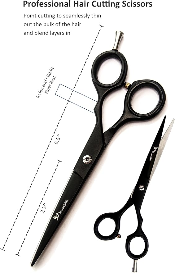 Professional Hair Cutting Scissors Kit, Sharp Fine Blades, Premium Stainless Steel Hairdressing Shears, Haircut Beard Trimming Grooming Set for Barber Salon Home Men Women Pets (Black-Silver)