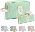 Travel Makeup Bag Christmas Gifts for Women Girl Teens, Personalized Initial Makeup Bag for Cute Teen Girls, Preppy Stuff Toiletry Bag Cosmetic Bag, Teen Girls Gift Trendy Stuff, Letter O
