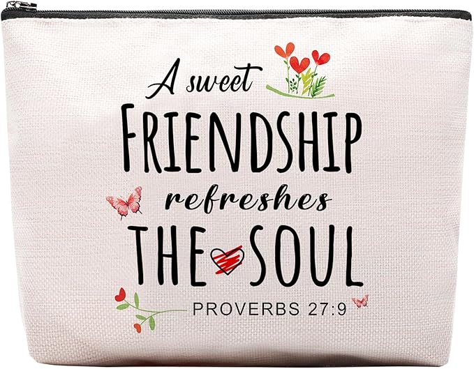Christian Gifts for Women Friends Makeup Bag, Christian Secret Sister Birthday Gift for Best Friends, Friendship Gifts for women, Christian Gift Cosmetic Bag