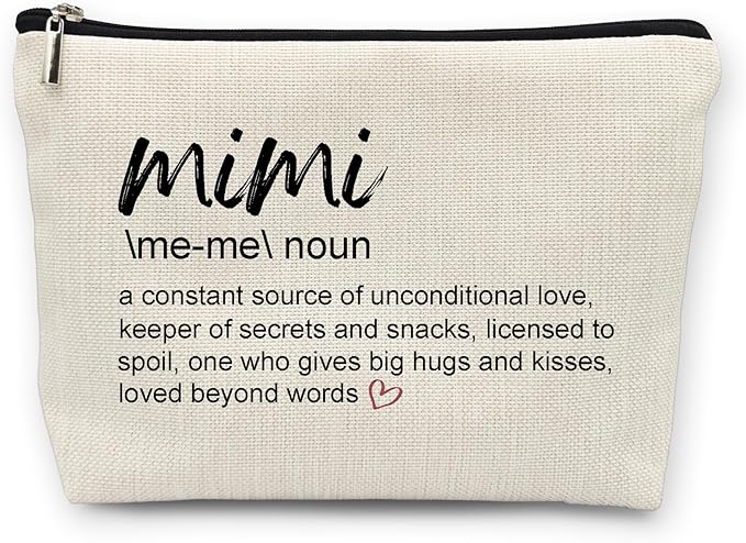 Huester Mimi Gifts Makeup Bag, Multi-purpose Travel Makeup Bag, Female Grandma Mothers Day Gift, Pattern/Designed Linen Cosmetic Case
