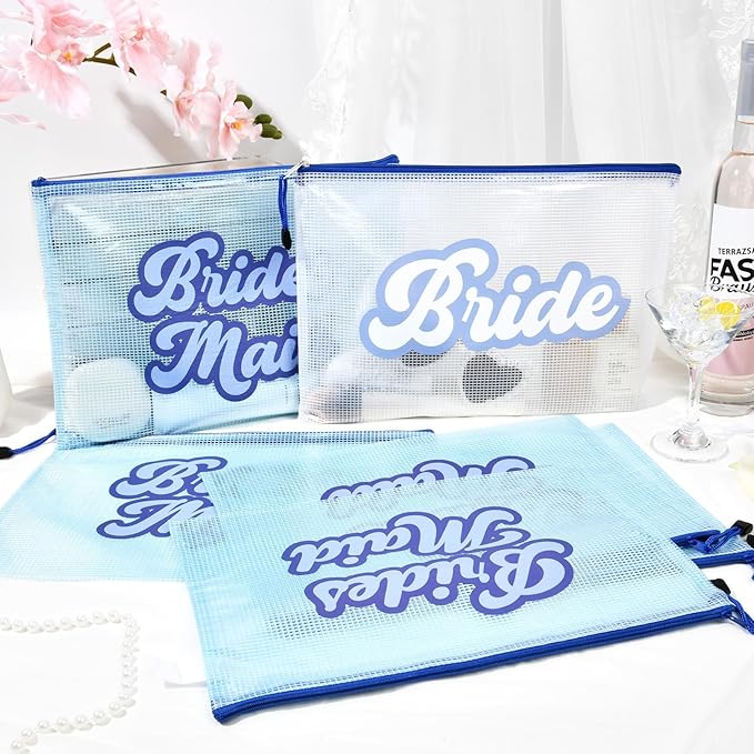 SOIDRAM 6PCS Bridesmaid Makeup Bag Clear Zippered Bag Bridesmaid Proposal Gifts Cosmetic Pouch for Wedding Party Favors Bachelorette Party Decorations Toiletry Organizer Bag Cosmetic Case Gift