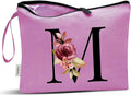 Vavabox A-Z Personalized Makeup Bag, Birthday Gifts for Women Mom, Gifts for Best Friend, Bride Bridesmaid Cosmetic bag (M, Purple)