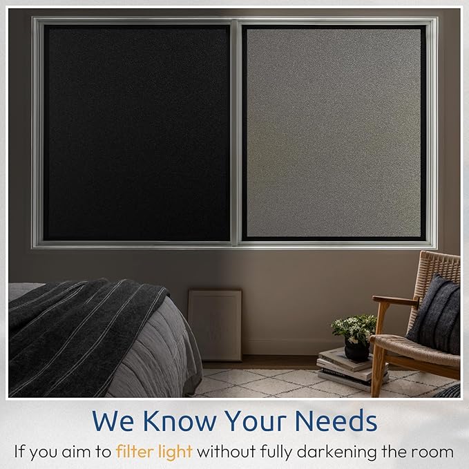 rabbitgoo Privacy Window Film, Static Cling Privacy Film for Glass Windows, Removable Grey Frosted Sun Light Blocking Coverings House Tint for Home Bathroom Garage, Taupe, 35.4 x 78.7 Inches