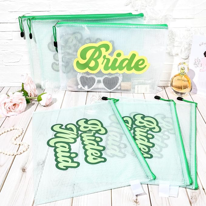 SOIDRAM 6PCS Bridesmaid Makeup Bag Clear Zippered Bag Bridesmaid Proposal Gifts Cosmetic Pouch for Wedding Party Favors Bachelorette Party Decorations Toiletry Organizer Bag Cosmetic Case Gift