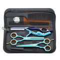 Purple Dragon 5.5 inch Hair Cutting Scissors Set with Razor, Leather Scissors Case, Barber Hair Cutting Shears Hair Thinning/Texturizing Shears for Professional Hairdresser or Home Use (Blue)