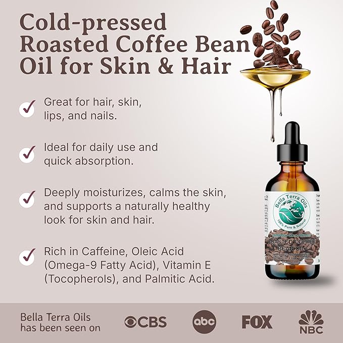 Bella Terra Oils Premium Roasted Coffee Bean Oil – 1 gallon, Carrier Oil, Aromatic, Antioxidant-Rich, for Skin & Hair Care