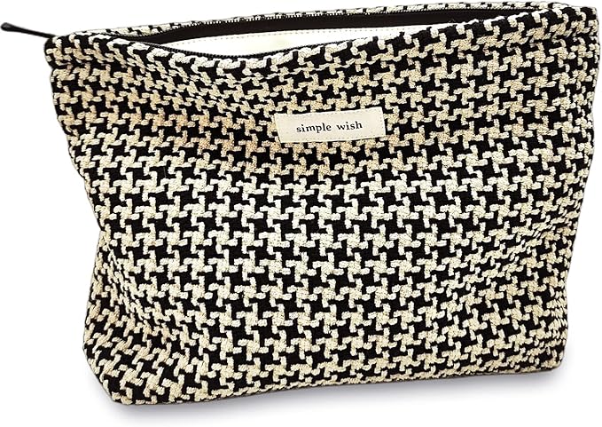 STARDW Parallel Checkered Makeup Bag Cute Cosmetic Bags for Women Girls, Travel Toiletry Bag Large Capacity Zipper Makeup Pouch, Purse Organizer Pouches(Checkered)