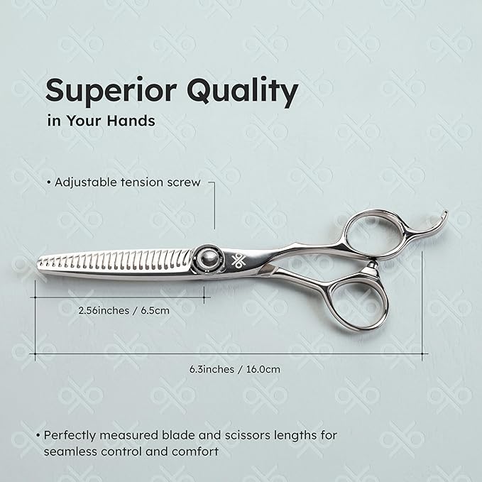 K9 6" 3-in-1 Professional Thinning Shears – Adjustable Thinning Rate (15%, 25%, 35%), Barber Shears Made with Premium VG10 Steel, Lightweight, Razor-Sharp, Ergonomic Handle for Hairstylists