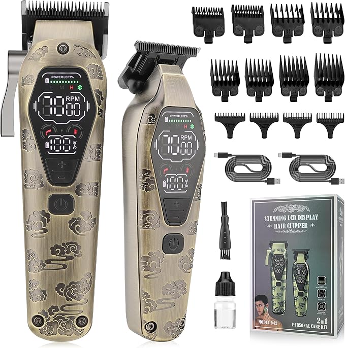 Karrte Professional Hair Clippers and Trimmer Set, 2 in 1 Hair Clippers for Men, Pro Clipper, T-Shaper Trimmer, Cordless Clippers and Grooming Set, Hair Cutting Kit for Gift