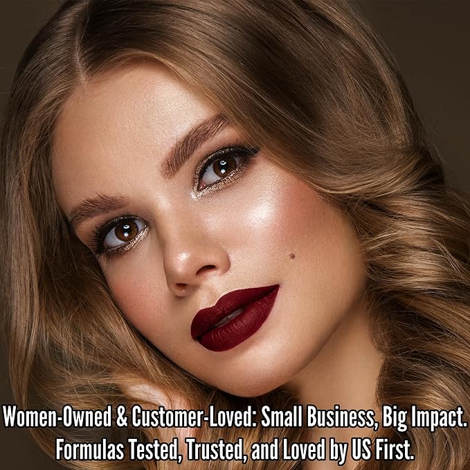Mynena Burgundy Red Long Lasting Lipstick for Women Waterproof & Transfer-Proof | Hydrating with Shea Butter | Bold Pigment Matte Color Lip Stain | Talc-Free & Vegan Product that Performs | Emma