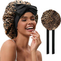Satin Hair Bonnet for Sleeping Women, Double Layer Silk Bonnets for Women with Tie Band, for Braids Curly Long Hair