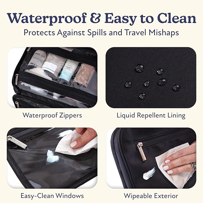 VANDEL Waterproof Hanging Toiletry Bag for Travelling, Hanging Makeup Bag, Cosmetic Travel Bags for Women Travel Toiletry Bags, Makeup Case Toiletries Organizer Hygiene Bathroom Shower Caddy