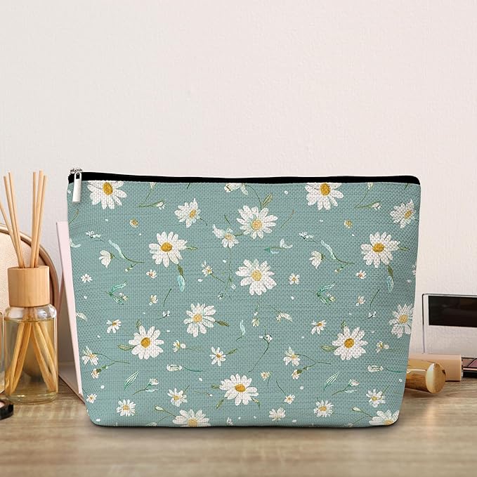 GREOXG Floral Makeup Bag, Small Travel Cosmetic Bag with Zipper, Cute Makeup Pouch Gift Ideas for Women Teen Girls Friends Mom Sisters Teacher Birthday Christmas Wedding Graduation-E21
