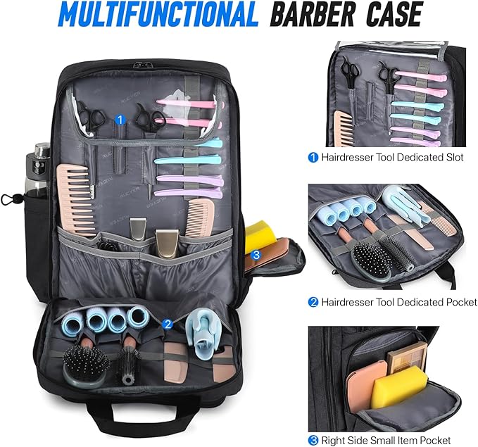 Barber Bag, Large Capacity Barber Case, Travel Hairdresser Organizer Supplies Bag, Hairstylist Backpack for Hair Cutting Tools
