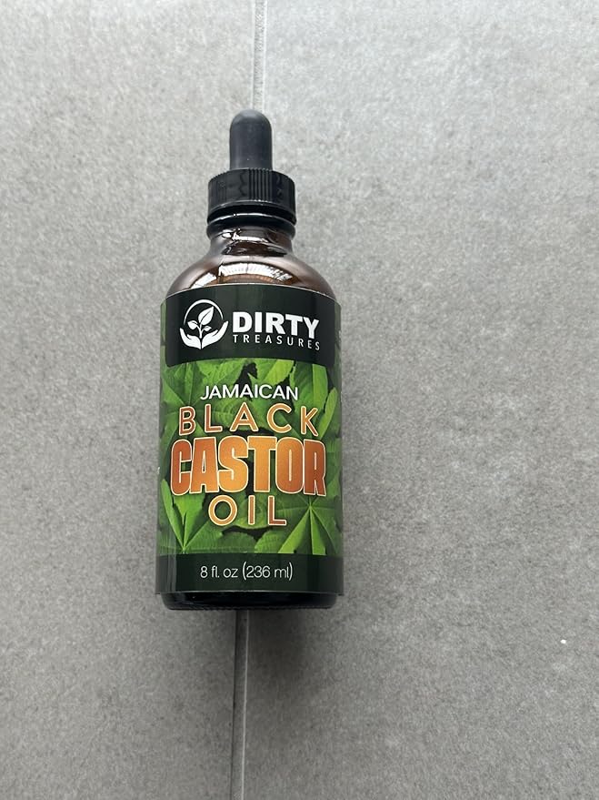 Dirty Treasures Organic Jamaican Black Castor Oil, Hexane Free, Premium Pure Black Castor Oil for Hair Growth and Skin Conditioning - 2oz