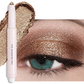 Eyeshadow Stick, Bronze Shimmer Cream Eyeshadow Long-Lasting Crease-Proof Glitter Eye Shadow Eyeliner Pencil High Pigmented Neutral Highlighter Makeup with Blending Brush & Built-in Sharpener