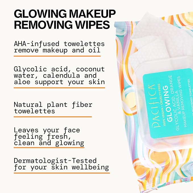 Pacifica Underarm Deodorant Wipes & Makeup Remover Face Wipes Bundle – Aluminum-Free Odor Control & Facial Cleansing Towelettes, 2-Pack (30ct Each, 60 Total) – Vegan, Cruelty-Free Travel Essentials