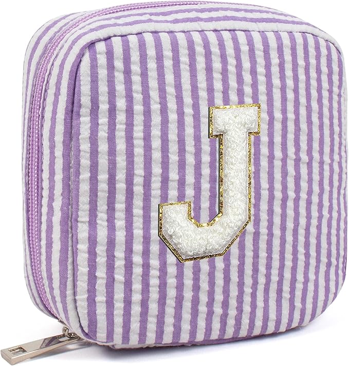 LETGO Purple Makeup Bag for Women- Personalized Cute Makeup Pouch for Girlfriend Bridesmaid Wife | Cosmetic Travel Toiletry Bag for Women | Birthday Gift Idea for Her Mom Makeup Bag Gift