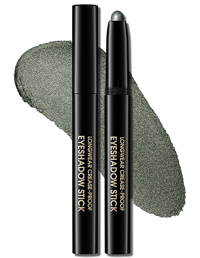 Erinde Waterproof Eyeshadow Stick, Cream Eye Shadow Stick, Long-Lasting, Crease-Proof, Cream to Powder Buildable & Blendable Eye Shadow Pencils Crayon, Vegan & Cruelty-Free, 04 Bottle Green