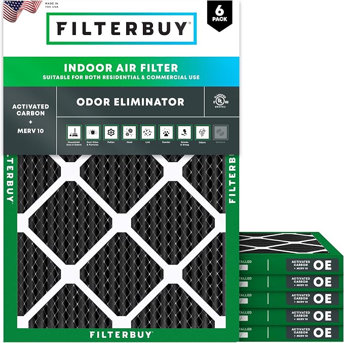 Filterbuy 24x30x1 Air Filter MERV 10 Odor & Allergy Defense by Filterbuy