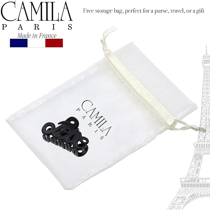 Camila Paris CP3025 French Hair Clip for Women, 2 inch Girls Hair Claw Clips Jaw Black Fashion Durable and Styling Hair Accessories for Women, Strong Hold No Slip Grip, Made in France