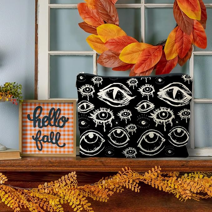 Goth Makeup Bag, Mystical Gothic Evil Eyes Witchy Cosmetic Bag Toiletry Bag for Women, Witch Stuff, Halloween Makeup Bag, Halloween Gifts for Women