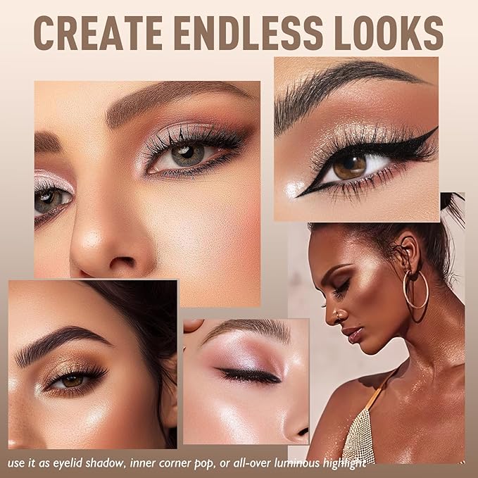 2 Colors Eyeshadow Stick Shimmer Glitter Eye Shadow Pencil Waterproof Eye Brightener Crayon Highlighter Eye Liner Pen Multi-Dimensional Buildable & Blendable High Pigmented Eyes Look Makeup, 1+3