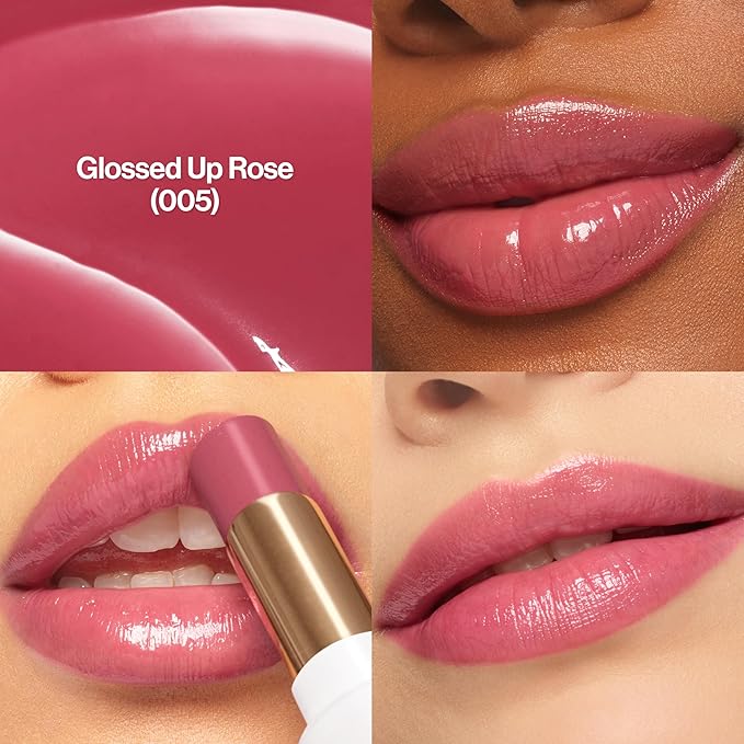 REVLON Super Lustrous Glass Shine Balm, Hydrating Tinted Lipstick, Sheer, Glossy Shiny Finish, 005 Glossed Up Rose, 0.11 oz