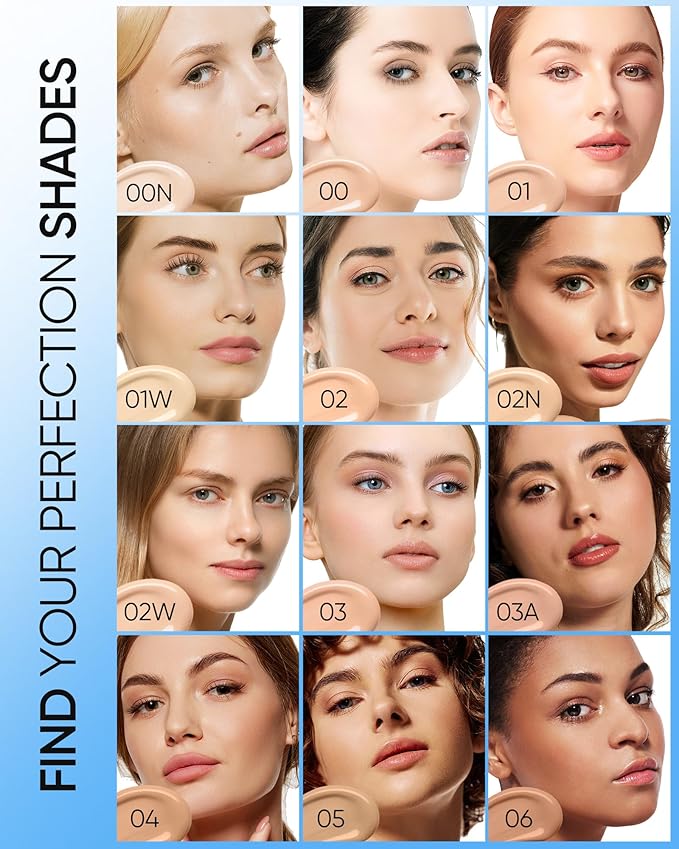 Velvet Matte Cushion Foundation Blue Ultra Cover Powder Foundation, 12h Oil-Control, Lightweight, Long-Lasting, Waterproof Korean Cushion Makeup(#02 Ivory)