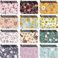 Hillban 36 Pcs Floral Makeup Bags for Women Flower Cosmetic Bag Inspirational Pencil Case with Zipper Travel Organizer Pouch for Wedding Bachelorette Party Christmas Gifts, 12 Styles