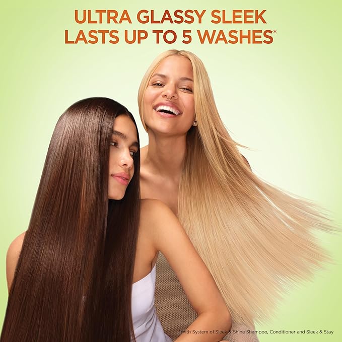 Garnier Fructis Sleek & Shine Shampoo (22 Fl Oz) + Conditioner (21 Fl Oz) Set for Frizzy, Dry Hair, Plant Keratin + Argan Oil (2 Items), 1 Kit (Packaging May Vary)