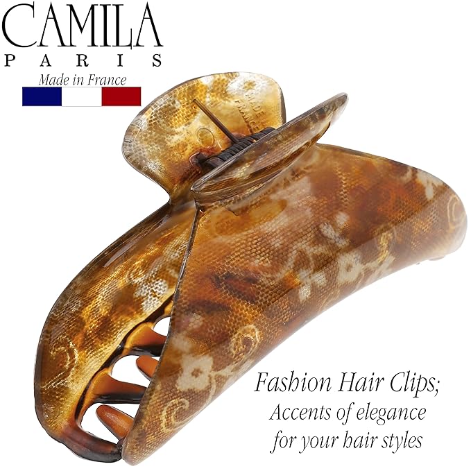 Camila Paris CP3423 French Hair Clip for Women Thick Hair for Long Curly Wavy Hair, Girls Hair Claw Clips Jaw, Durable Styling Big Claw Clip for Thick Hair, Strong Hold No Slip Grip, Made in France