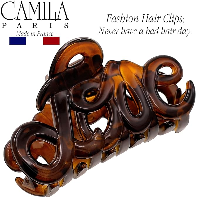 Camila Paris CP1377 French Hair Clip for Women, 2 inch Girls Hair Claw Clips Jaw Tortoise Fashion Durable and Styling Hair Accessories for Women, Strong Hold No Slip Grip, Made in France