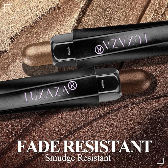 3Pcs Eyeshadow Stick Set, Matte And Shimmer Creamy Eyeshadow Pencil, Brown Gold Nude Shadow Stick Set, Waterproof Long Lasting Smoky Eye Makeup…