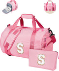 Birthday Gift for Teenager, Girls Travel Duffle Bag, Kids Initial Overnight Bags with Shoe Compartment, Personalized Weekend Bag with Makeup Pouch, Stocking Stuffers (Letter S)