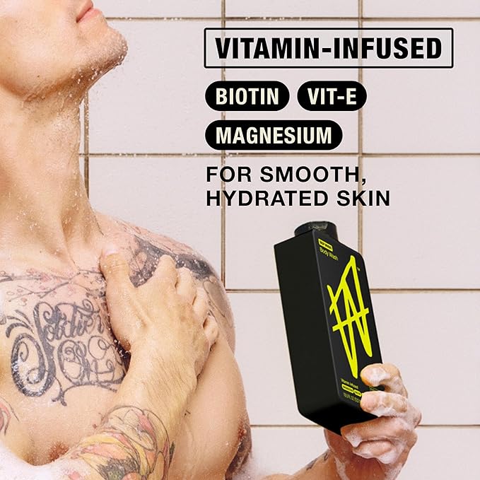 W By Jake Paul Exfoliating Body Wash for Men, Vitamin-Infused, Hydrating Shower Gel, Deep Woods, 18 fl oz (Pack of 2)