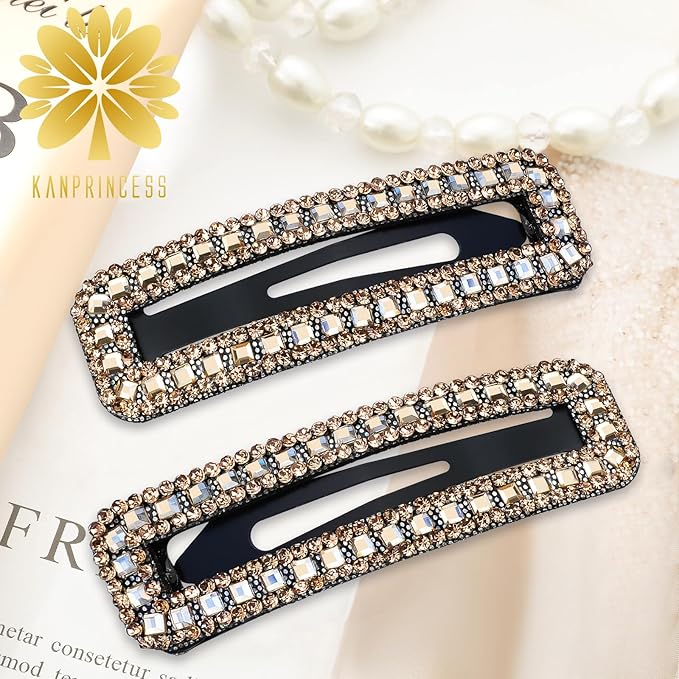 Rhinestone and Crystal Hair Clips 2-Pack, Sparkly Barrettes & Elegant Bling Accessories for Women & Girls(Set6)