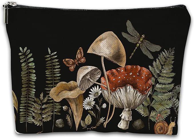 Makeup Bag Vintage Botanical Cosmetic Bag Mini Portable Travel Toiletry Bag Organizer Makeup Brushes Aesthetic Accessories Waterproof Storage Bag for Women