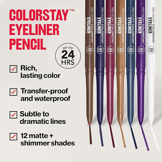 REVLON ColorStay Pencil Waterproof Eyeliner, Smudge-Proof, Eye Makeup with Built-In Sharpener, Stocking Stuffer for Women, 212 Bronze, 0.01 oz