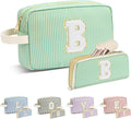 Travel Makeup Bag Christmas Gifts for Women Girl Teens, Personalized Initial Makeup Bag for Cute Teen Girls, Preppy Stuff Toiletry Bag Cosmetic Bag, Teen Girls Gift Trendy Stuff, Letter B