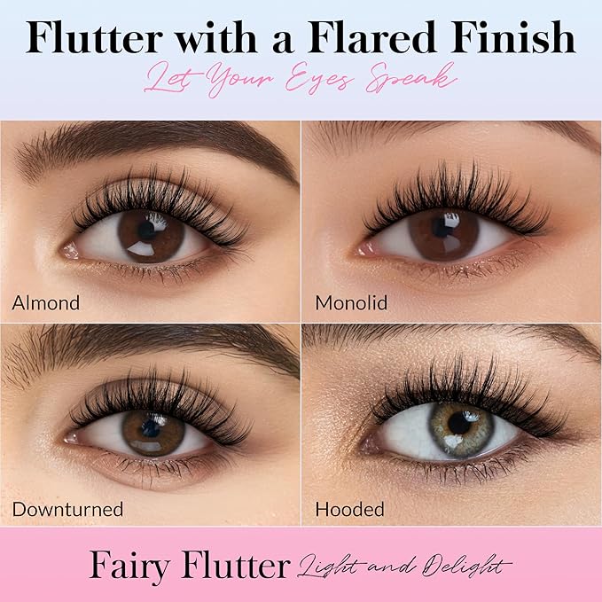 Bepholan False Eyelashes 5-13mm 7 Pairs Eyelashes Natural Look Wispy Lashes Strip Reusable Thin Clear Band & Soft Fake Lashes Easy to Apply (W08)
