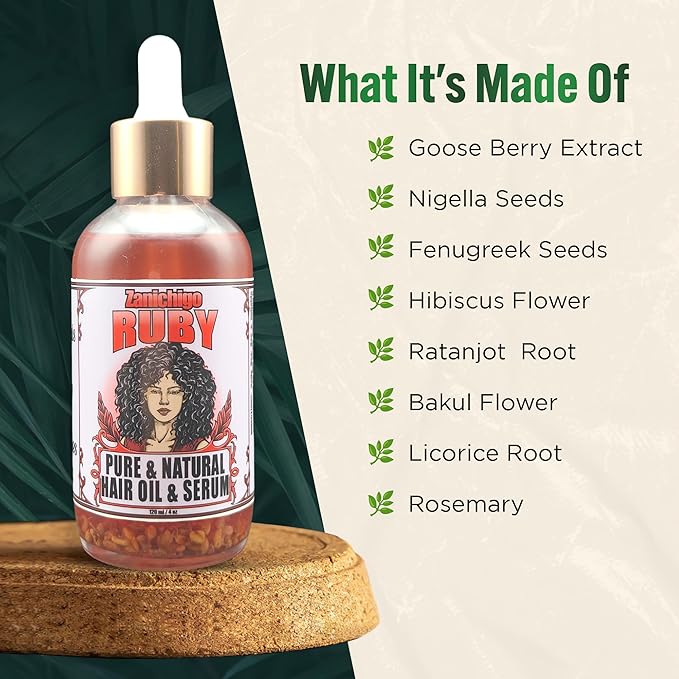 Ruby Hair Oil – Fenugreek Strengthening Serum for Dry, Damaged, Frizzy & Coarse Hair | Anti-Hair Fall | Anti-Hair Loss Hair Growth Oil Treatment | All-Natural | 2 Ounce